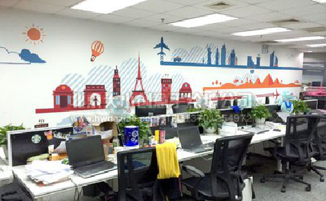 乾县教你设计办公室墙绘的方法。